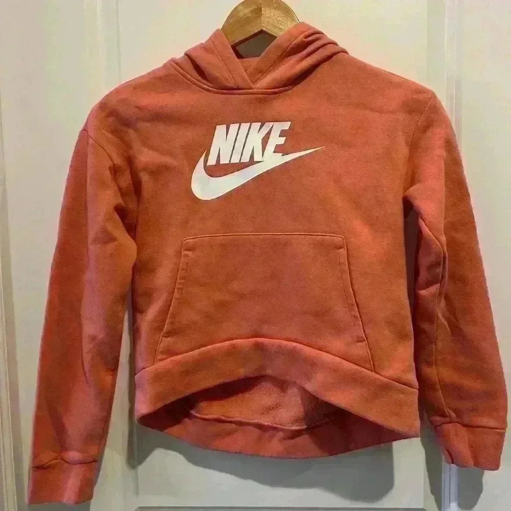 NikeSportswear Kids' Club Fleece Hoodie Girls Size M Pink Salt - Picture 5 of 16